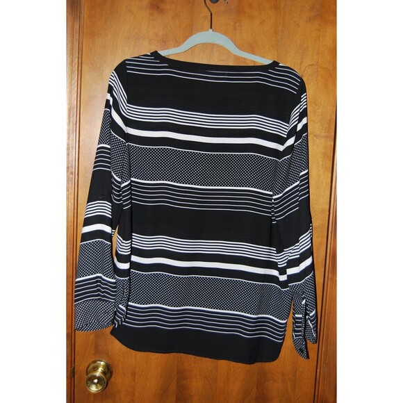 Ann Taylor Tunic Black/White Size M Crew Neck Career Business - Picture 4 of 4